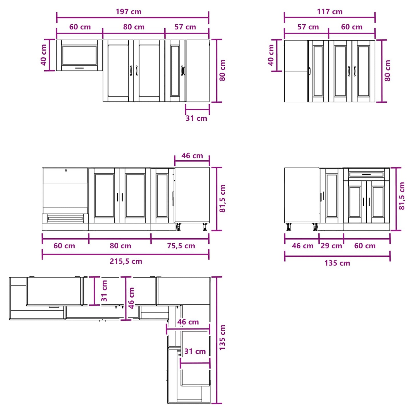 vidaXL Kitchen Unit PORTO 8 pcs Artisan Oak Engineered Wood