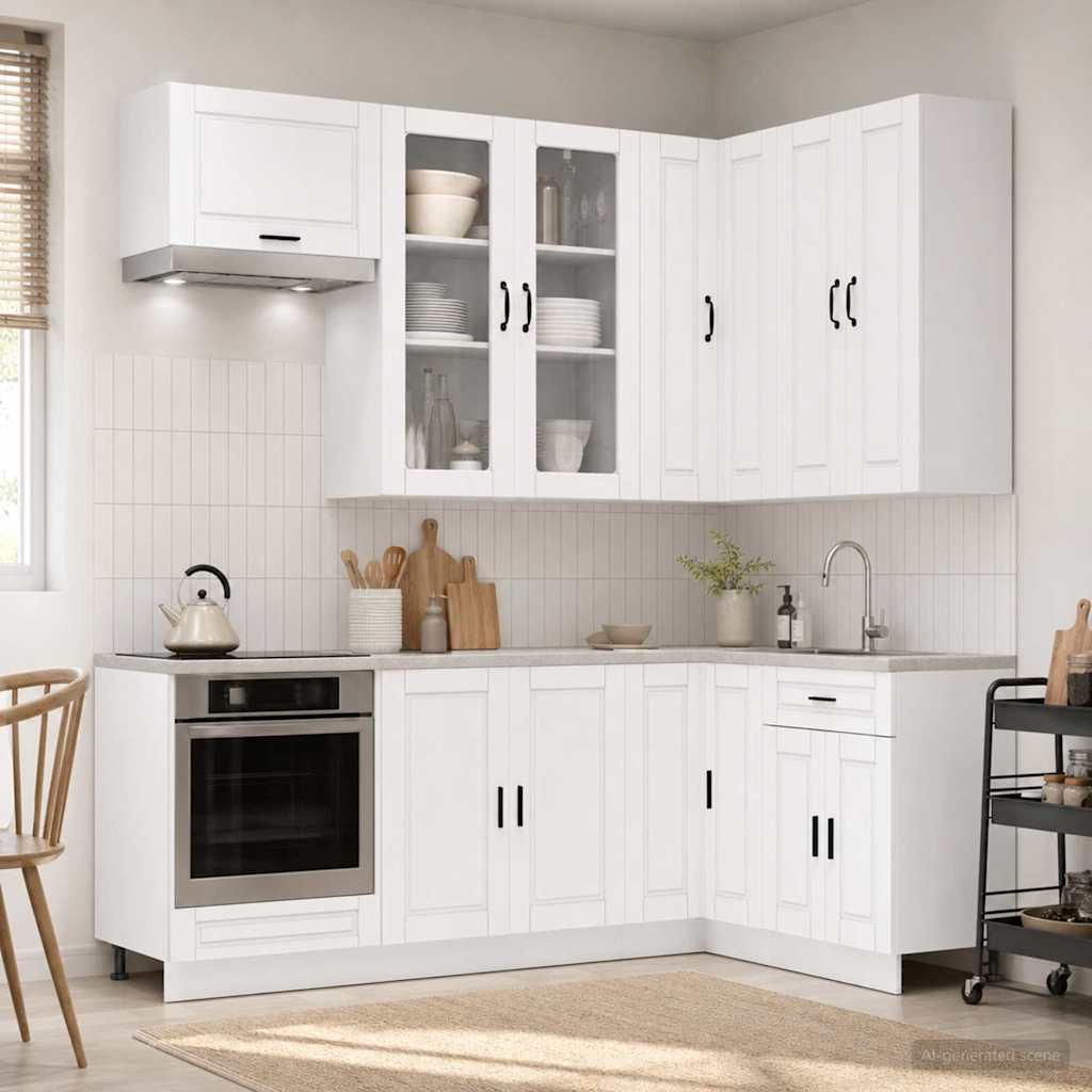 vidaXL Kitchen Unit PORTO 8 pcs White Engineered Wood