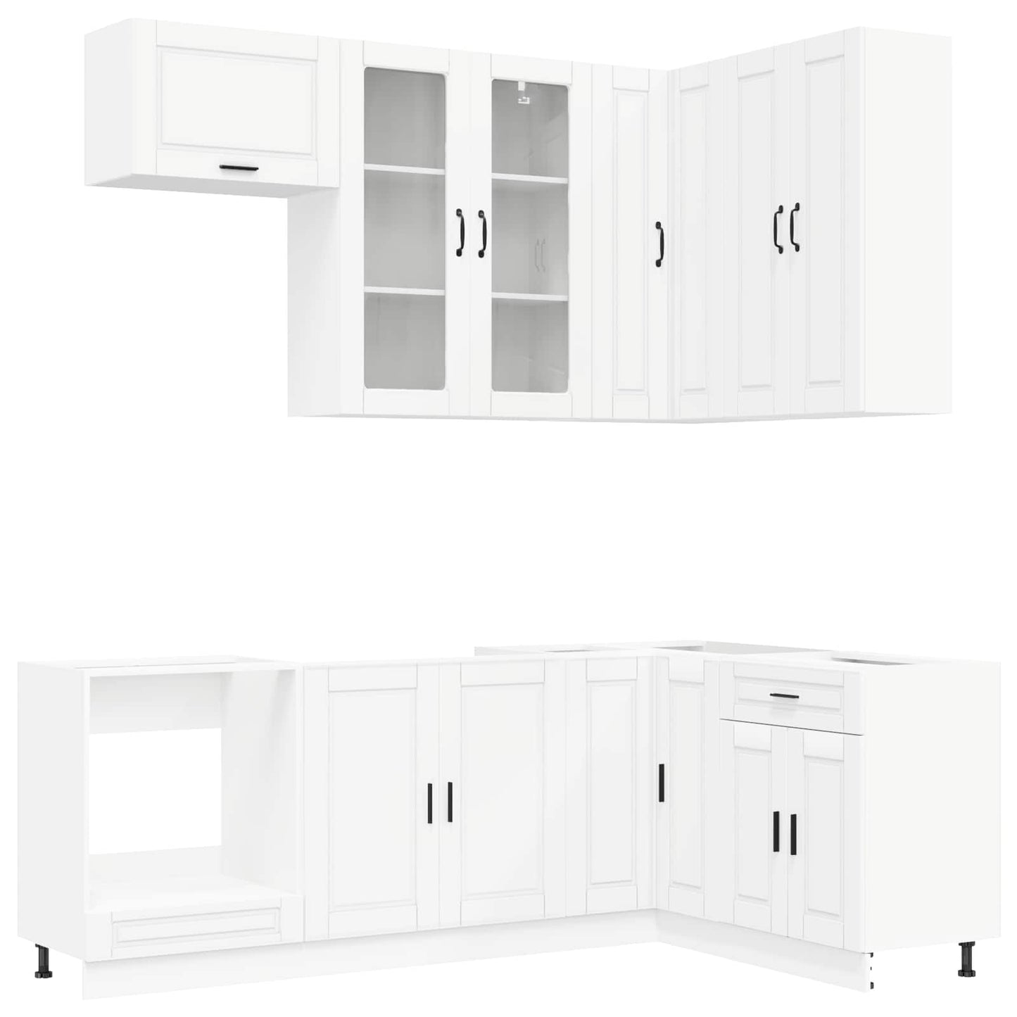 vidaXL Kitchen Unit PORTO 8 pcs White Engineered Wood