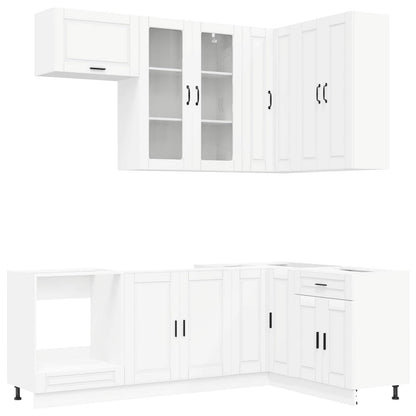 vidaXL Kitchen Unit PORTO 8 pcs White Engineered Wood