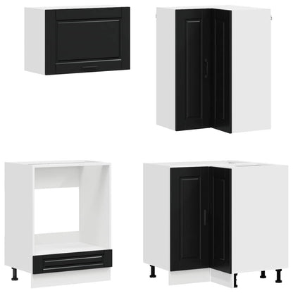 vidaXL Kitchen Unit PORTO 8 pcs Black Engineered Wood