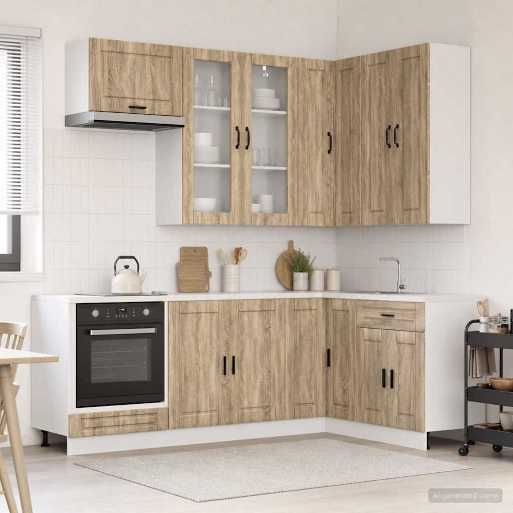 vidaXL Kitchen Unit PORTO 8 pcs Sonoma Oak Engineered Wood