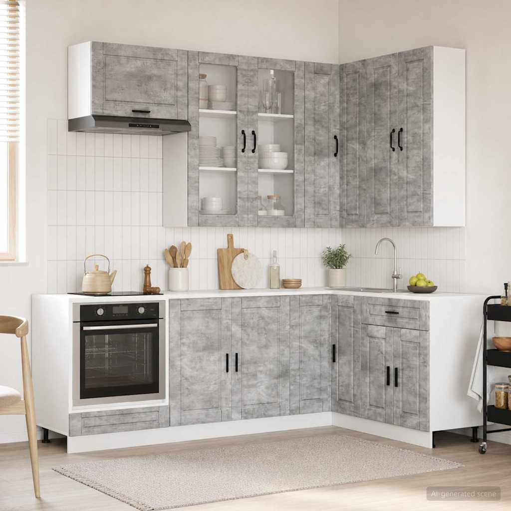 vidaXL Kitchen Unit PORTO 8 pcs Concrete Grey Engineered Wood