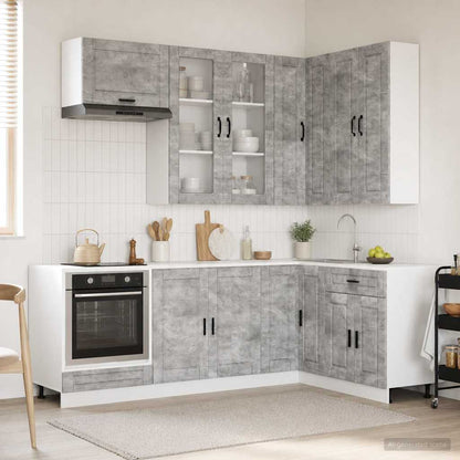 vidaXL Kitchen Unit PORTO 8 pcs Concrete Grey Engineered Wood