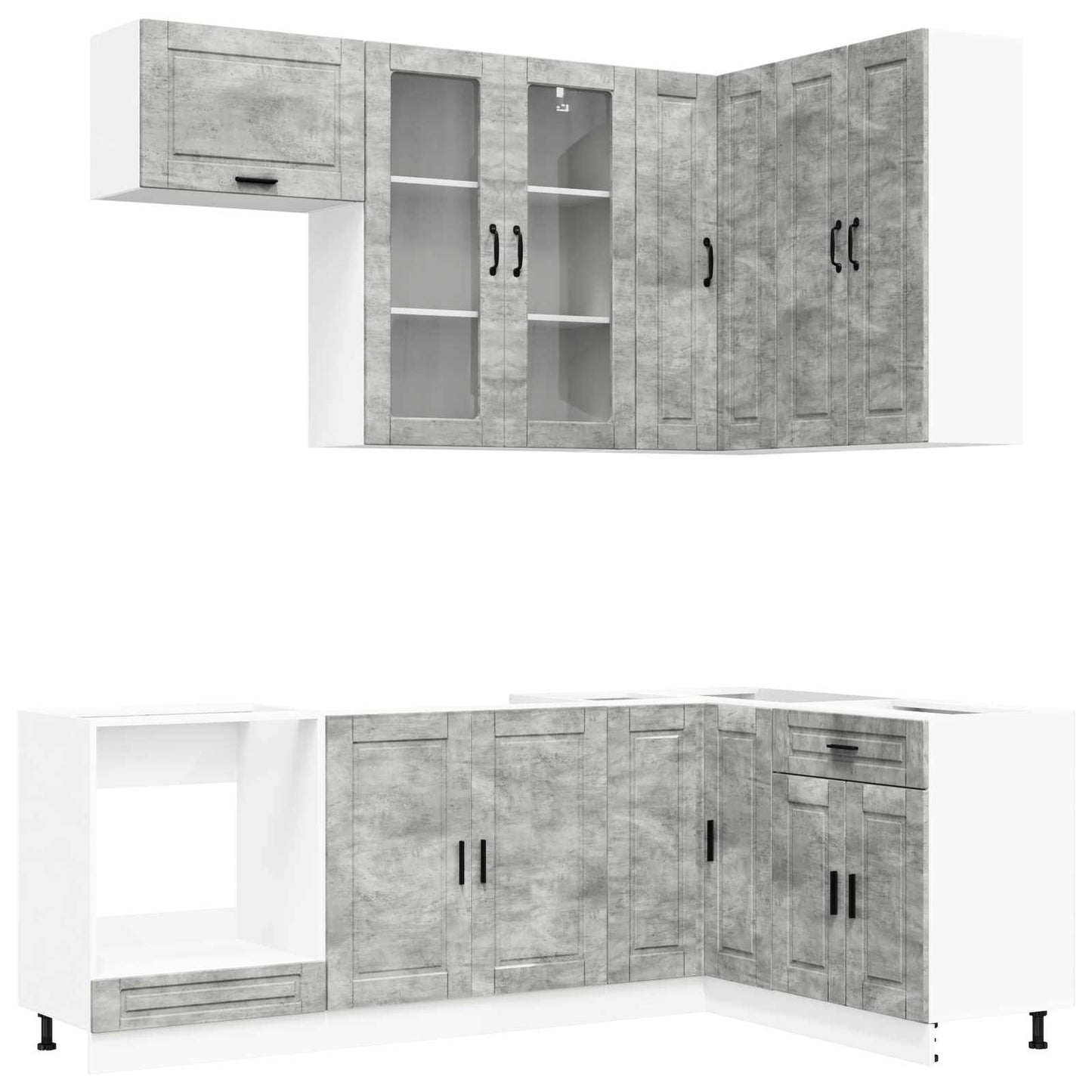 vidaXL Kitchen Unit PORTO 8 pcs Concrete Grey Engineered Wood