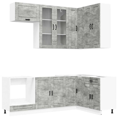 vidaXL Kitchen Unit PORTO 8 pcs Concrete Grey Engineered Wood
