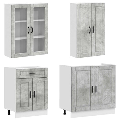 vidaXL Kitchen Unit PORTO 8 pcs Concrete Grey Engineered Wood