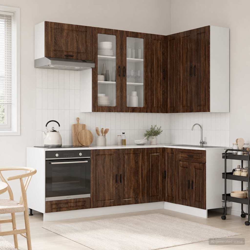 vidaXL Kitchen Unit PORTO 8 pcs Brown Oak Engineered Wood