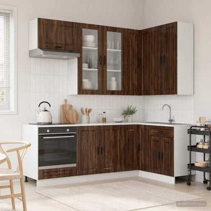vidaXL Kitchen Unit PORTO 8 pcs Brown Oak Engineered Wood