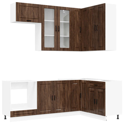 vidaXL Kitchen Unit PORTO 8 pcs Brown Oak Engineered Wood