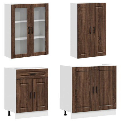 vidaXL Kitchen Unit PORTO 8 pcs Brown Oak Engineered Wood