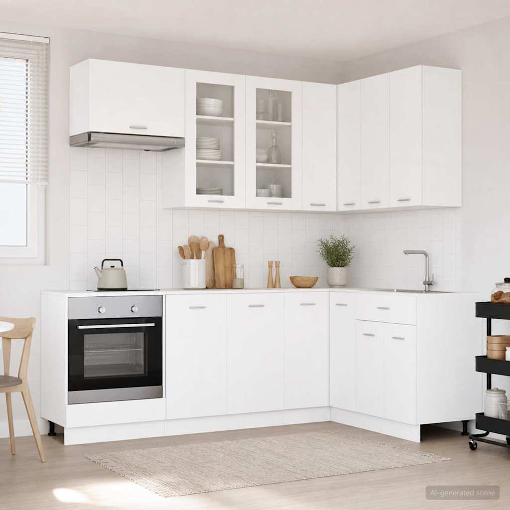 vidaXL Kitchen Unit LYON 8 pcs White Engineered Wood
