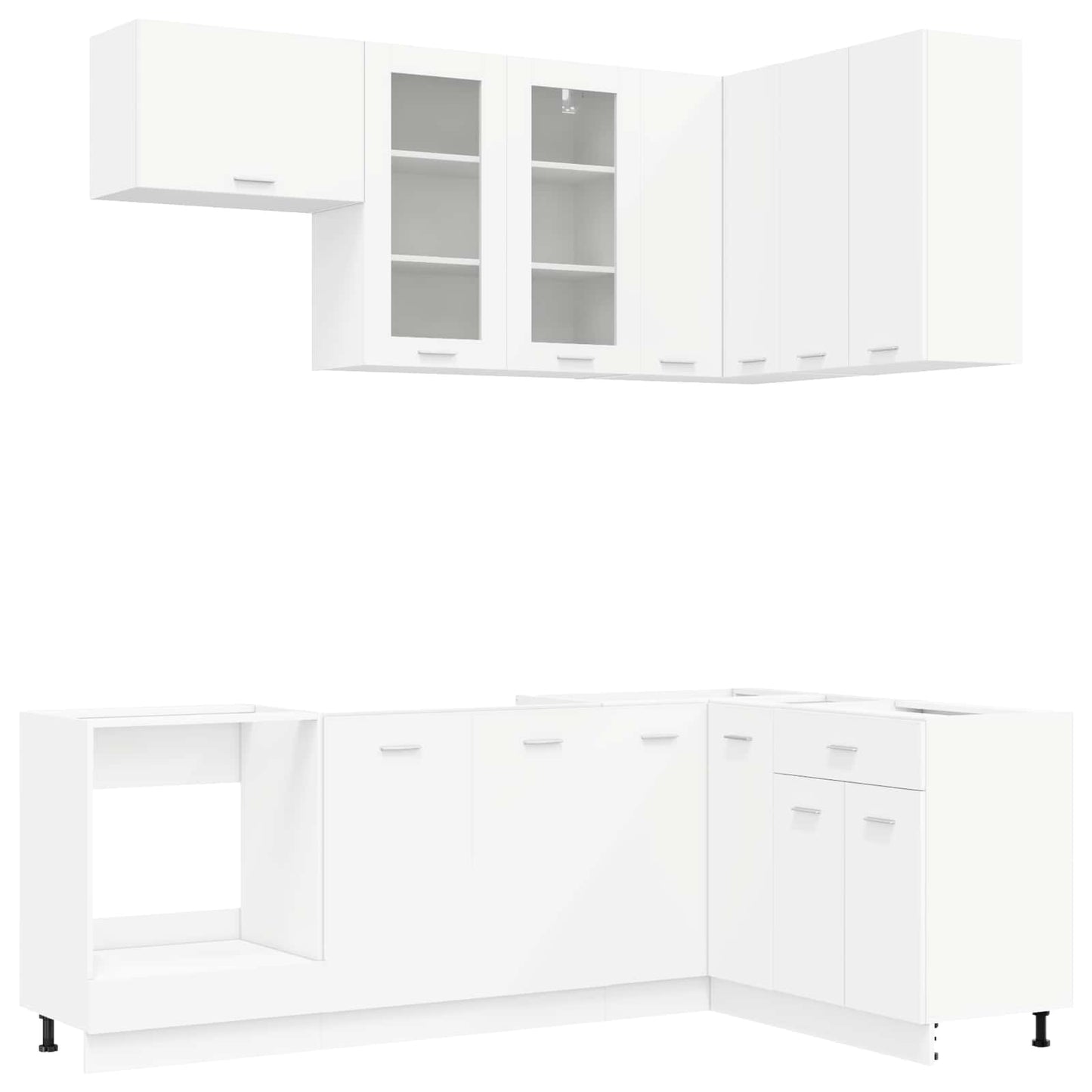 vidaXL Kitchen Unit LYON 8 pcs White Engineered Wood