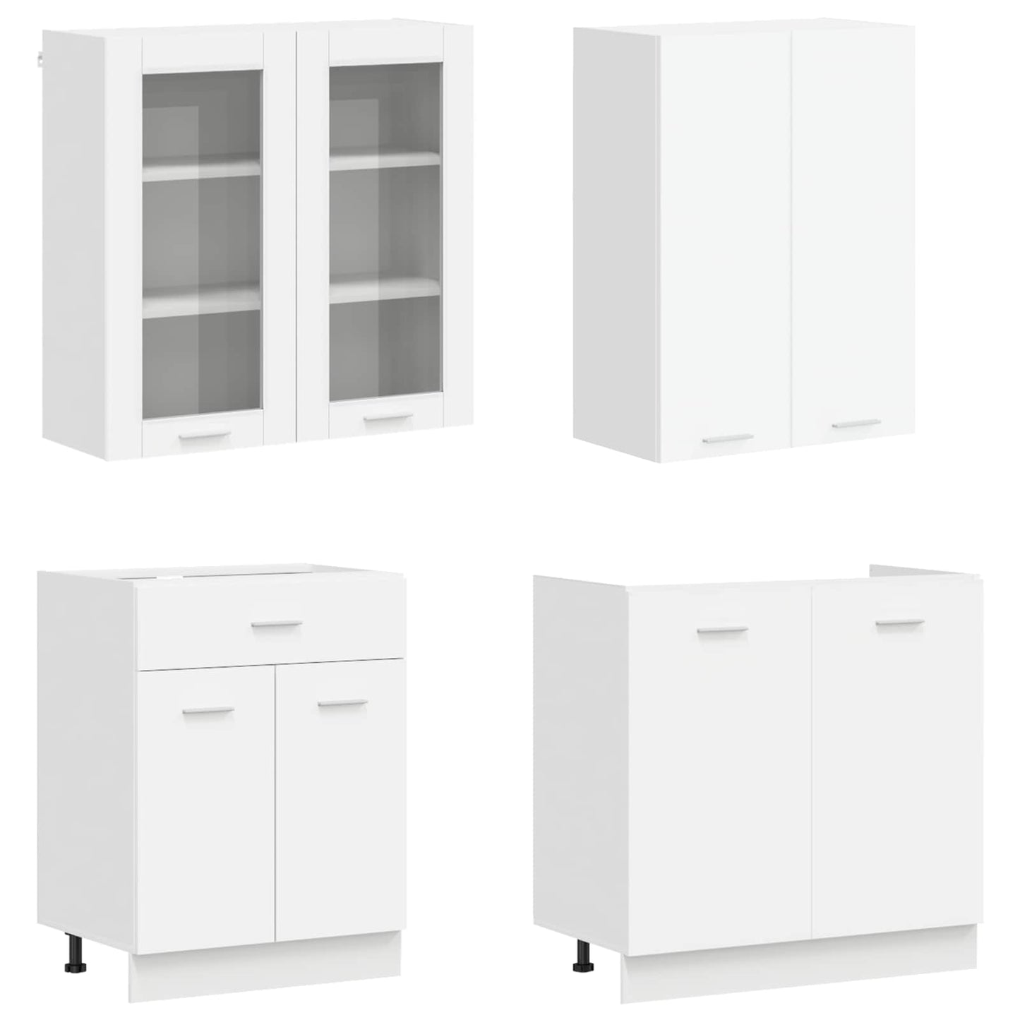 vidaXL Kitchen Unit LYON 8 pcs White Engineered Wood