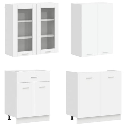 vidaXL Kitchen Unit LYON 8 pcs White Engineered Wood