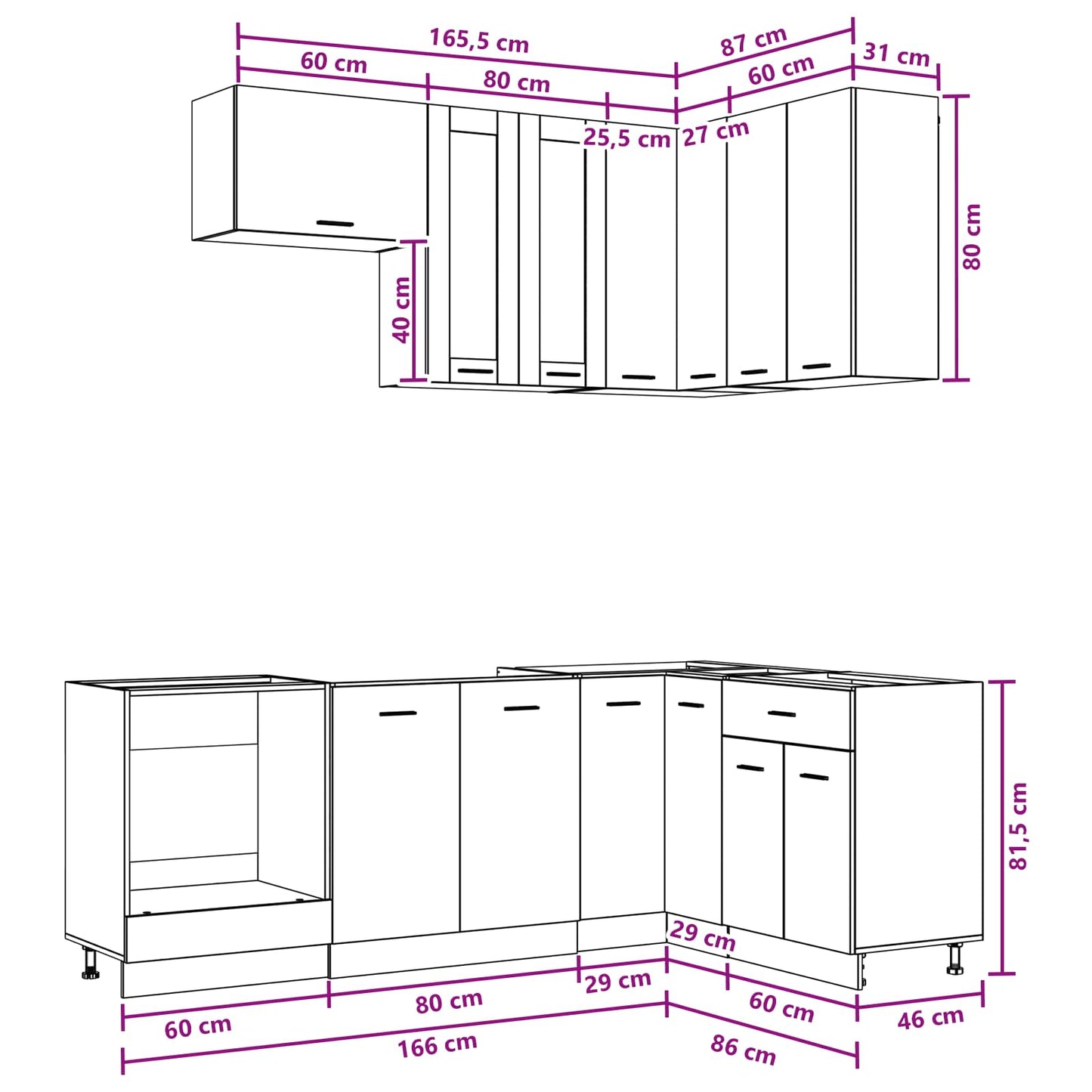 vidaXL Kitchen Unit LYON 8 pcs White Engineered Wood