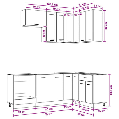 vidaXL Kitchen Unit LYON 8 pcs White Engineered Wood