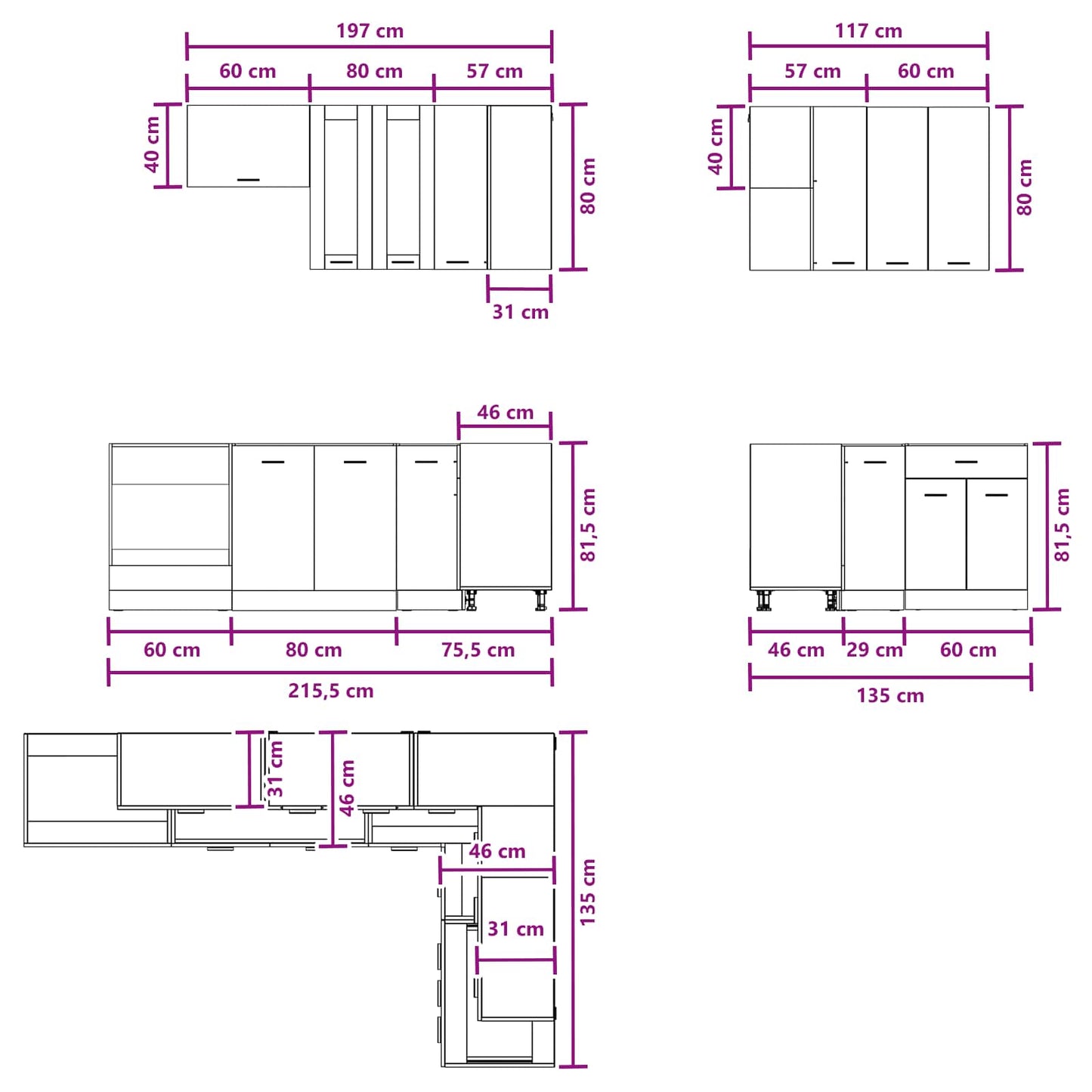 vidaXL Kitchen Unit LYON 8 pcs Sonoma Oak Engineered Wood