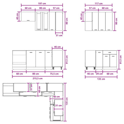 vidaXL Kitchen Unit LYON 8 pcs Sonoma Oak Engineered Wood