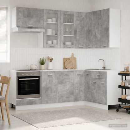 vidaXL Kitchen Unit LYON 8 pcs Concrete Grey Engineered Wood