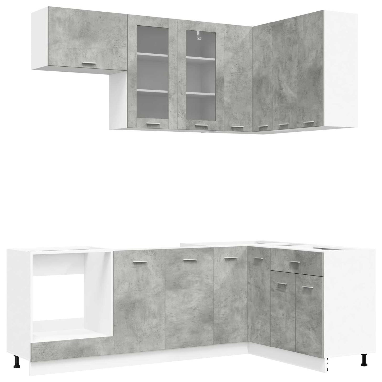 vidaXL Kitchen Unit LYON 8 pcs Concrete Grey Engineered Wood