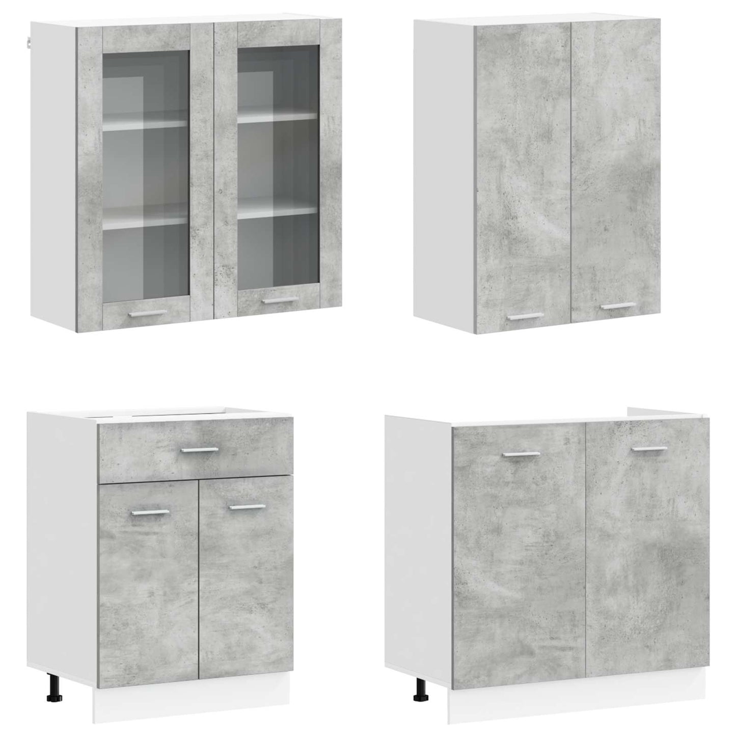 vidaXL Kitchen Unit LYON 8 pcs Concrete Grey Engineered Wood