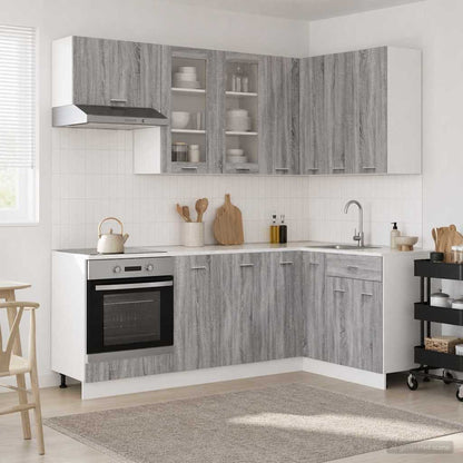 vidaXL Kitchen Unit LYON 8 pcs Grey Sonoma Engineered Wood