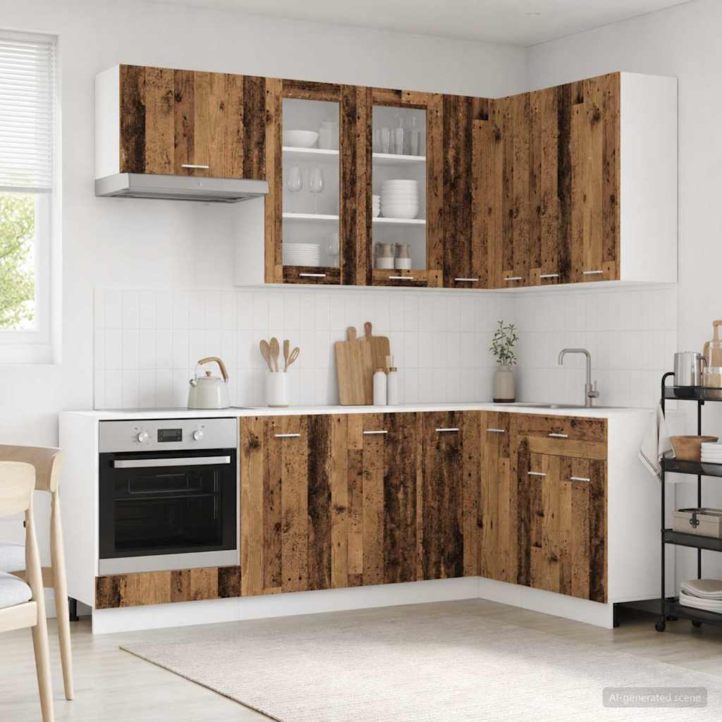 vidaXL Kitchen Unit LYON 8 pcs Old Wood Engineered Wood