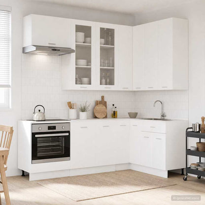 vidaXL Kitchen Unit LYON 8 pcs White Engineered Wood