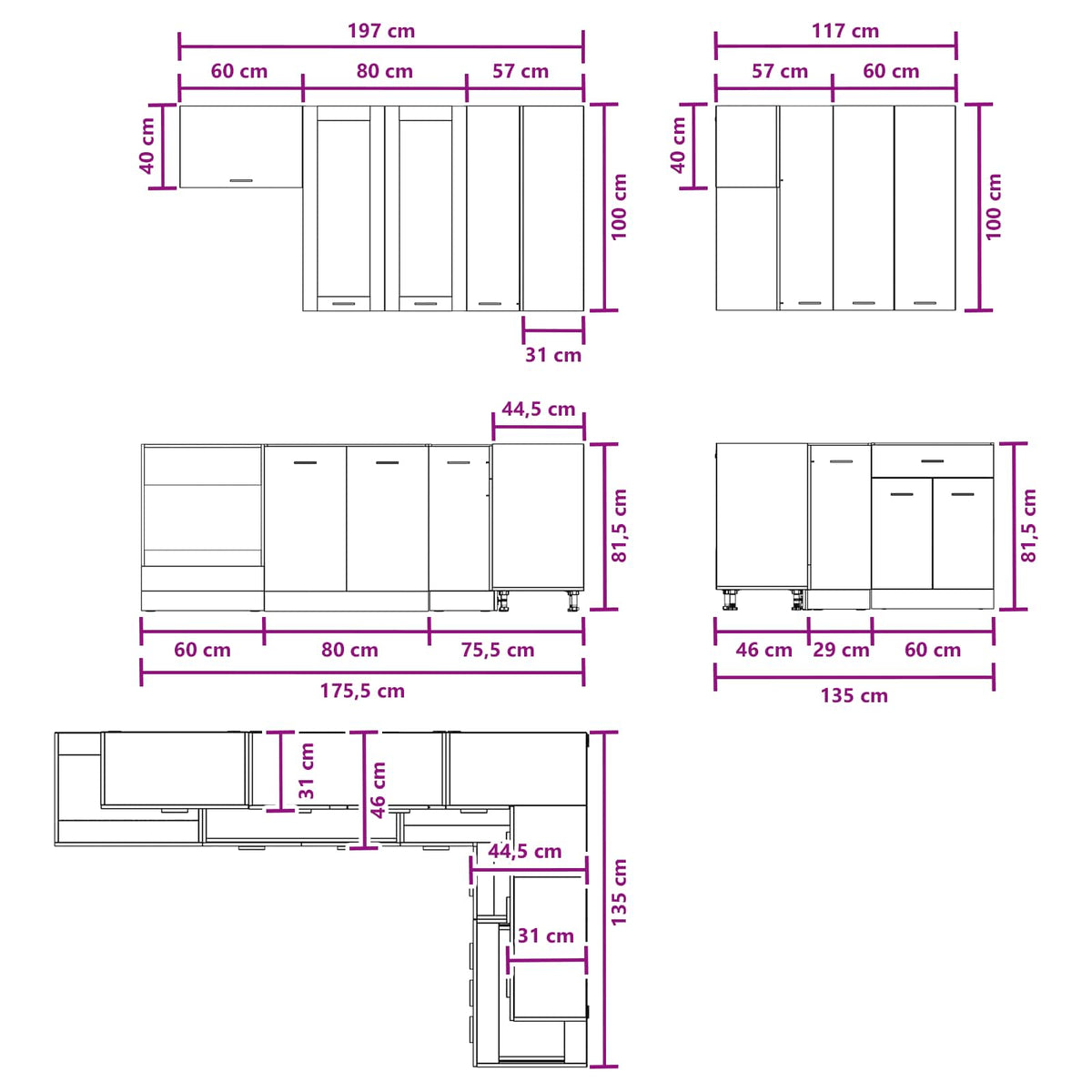 vidaXL Kitchen Unit LYON 8 pcs White Engineered Wood