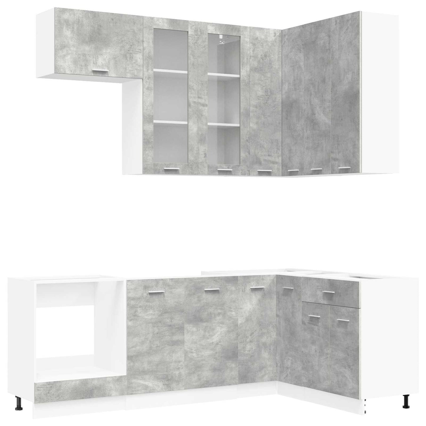 vidaXL Kitchen Unit LYON 8 pcs Concrete Grey Engineered Wood