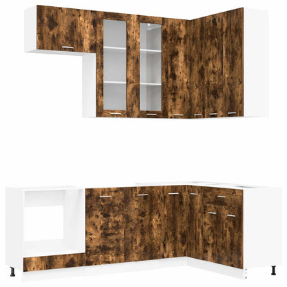 vidaXL Kitchen Unit LYON 8 pcs Smoked Oak Engineered Wood