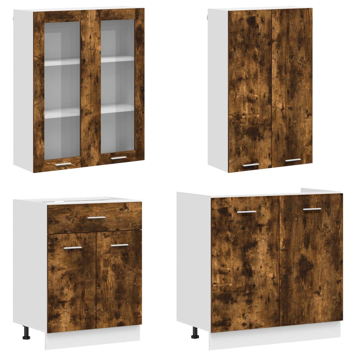 vidaXL Kitchen Unit LYON 8 pcs Smoked Oak Engineered Wood