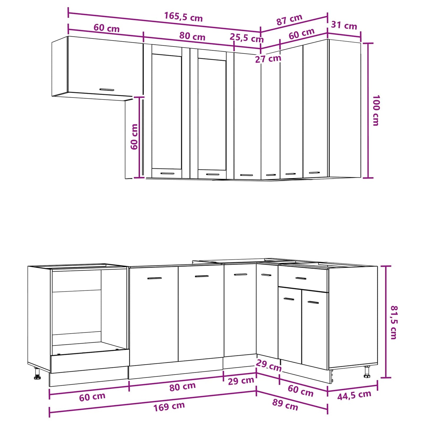 vidaXL Kitchen Unit LYON 8 pcs Smoked Oak Engineered Wood