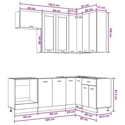 vidaXL Kitchen Unit LYON 8 pcs Smoked Oak Engineered Wood