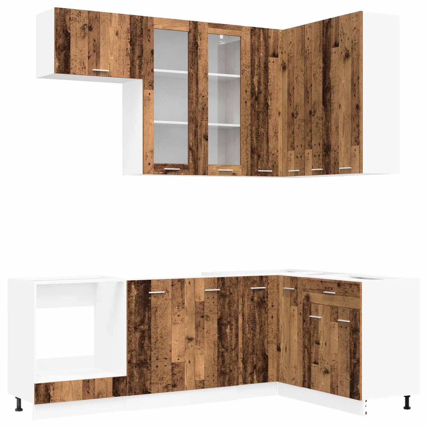 vidaXL Kitchen Unit LYON 8 pcs Old Wood Engineered Wood