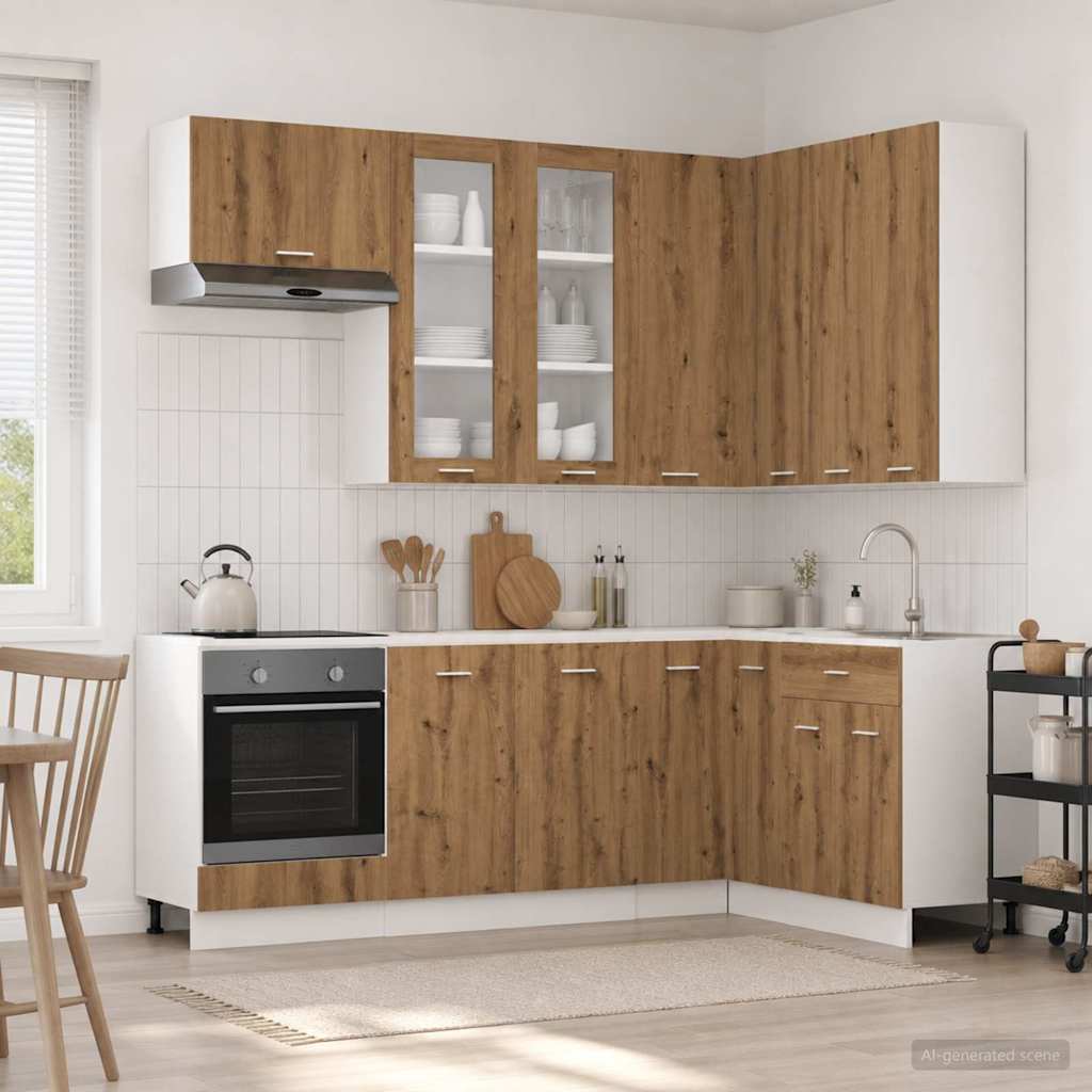 vidaXL Kitchen Unit LYON 8 pcs Artisan Oak Engineered Wood