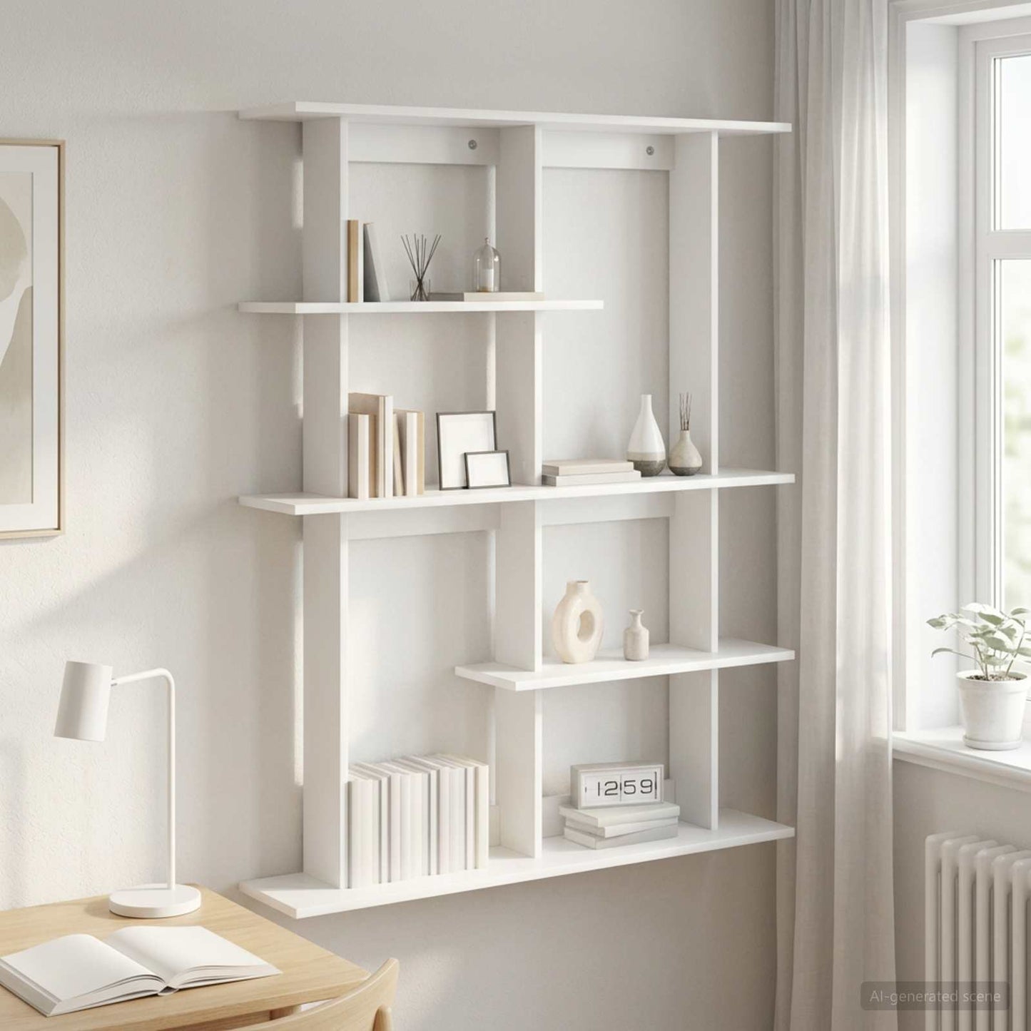 vidaXL Wall Shelf White 102 x 20 x 130 cm Engineered Wood