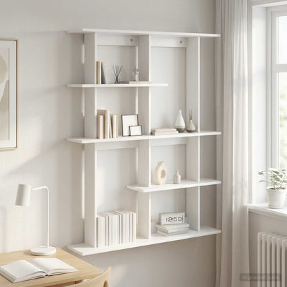 vidaXL Wall Shelf White 102 x 20 x 130 cm Engineered Wood