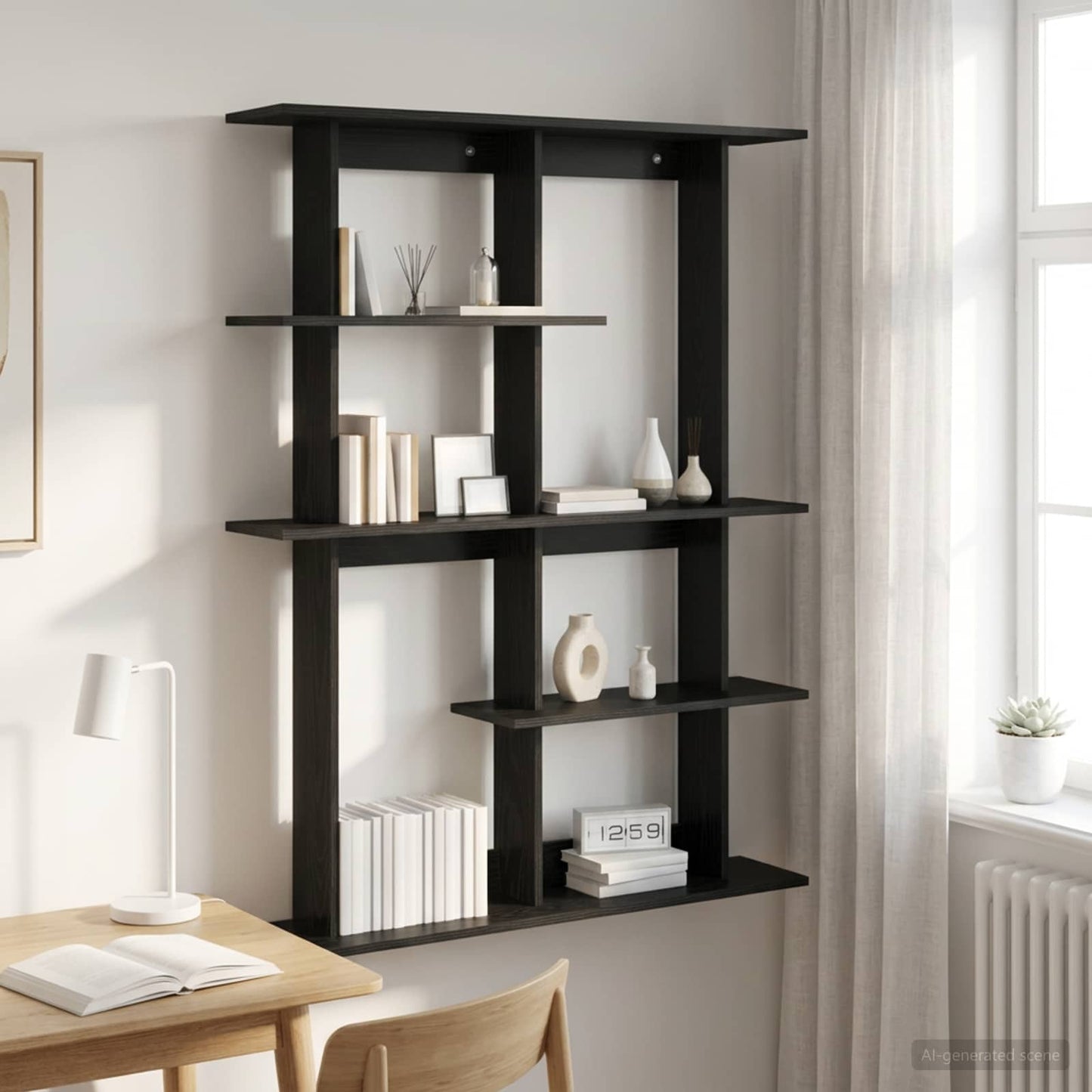 vidaXL Wall Shelf Black Oak 102 x 20 x 130 cm Engineered Wood
