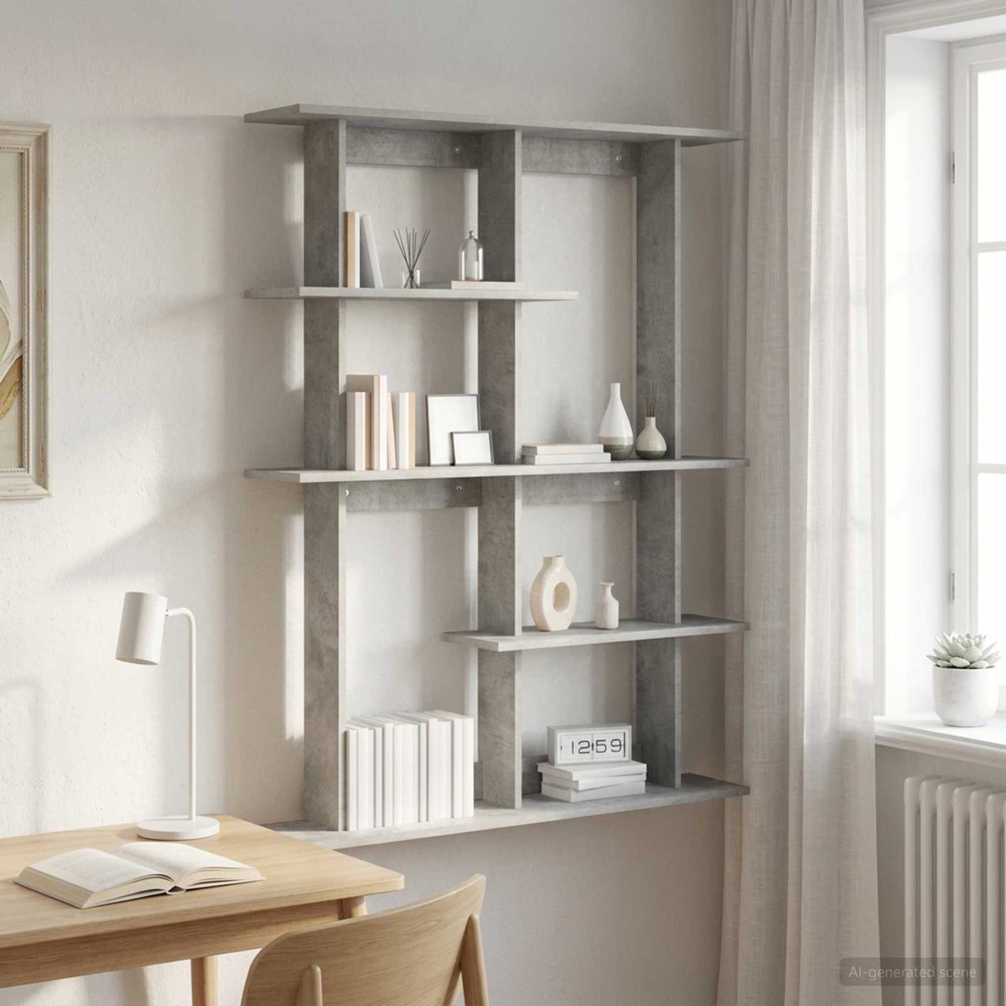 vidaXL Wall Shelf Concrete Grey 102 x 20 x 130 cm Engineered Wood