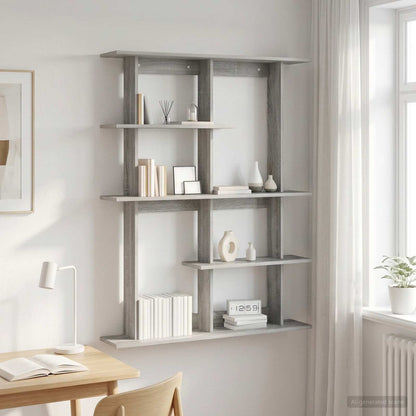 vidaXL Wall Shelf Grey Sonoma 102 x 20 x 130 cm Engineered Wood
