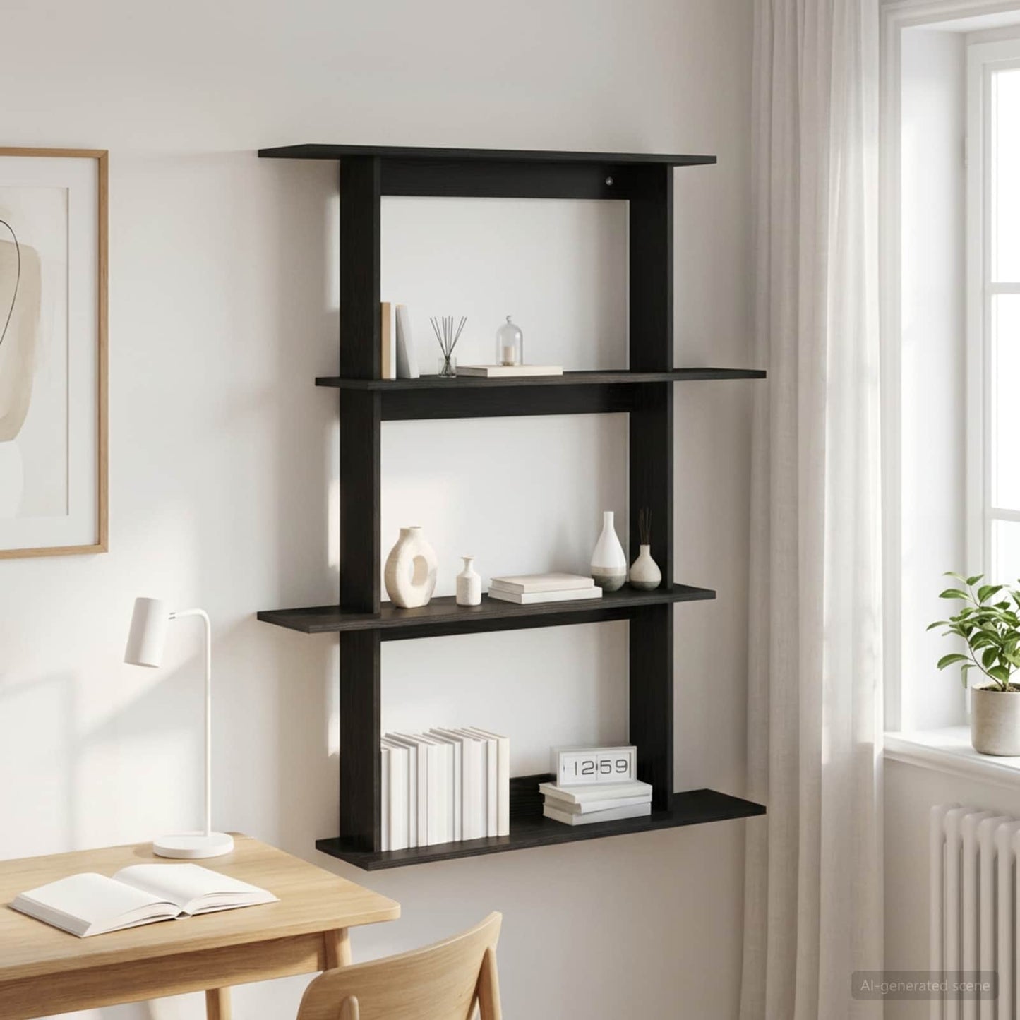 vidaXL Wall Shelf Black Oak 100 x 20 x 126 cm Engineered Wood