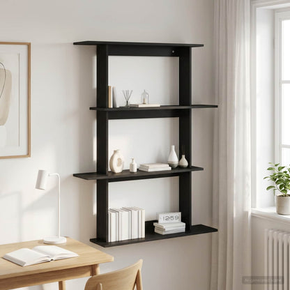 vidaXL Wall Shelf Black Oak 100 x 20 x 126 cm Engineered Wood