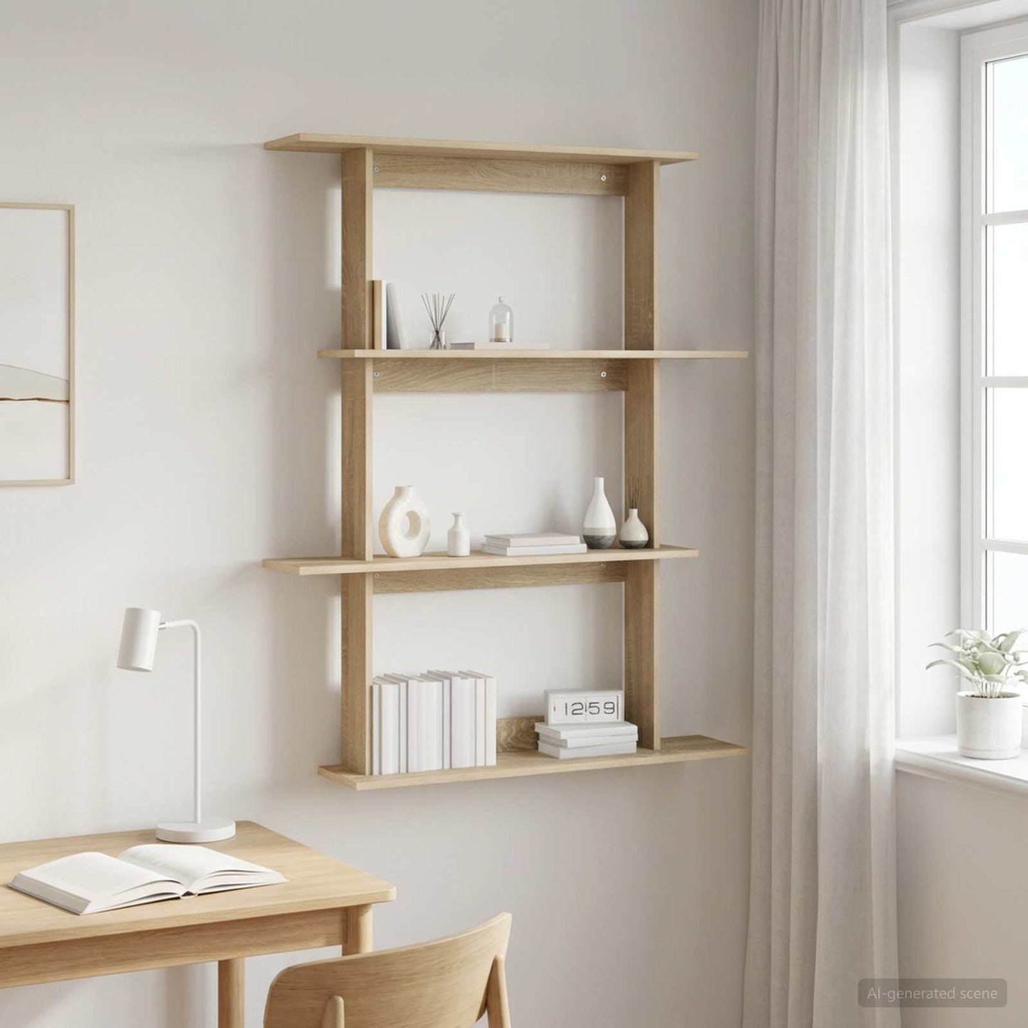 vidaXL Wall Shelf Sonoma Oak 100 x 20 x 126 cm Engineered Wood