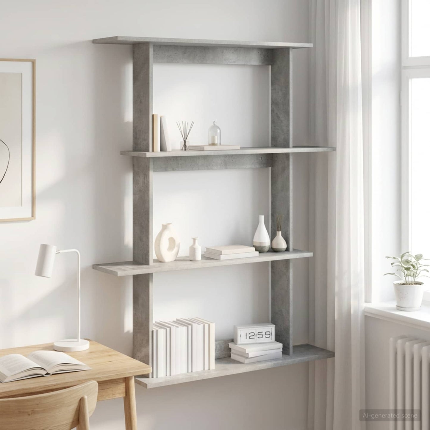 vidaXL Wall Shelf Concrete Grey 100 x 20 x 126 cm Engineered Wood