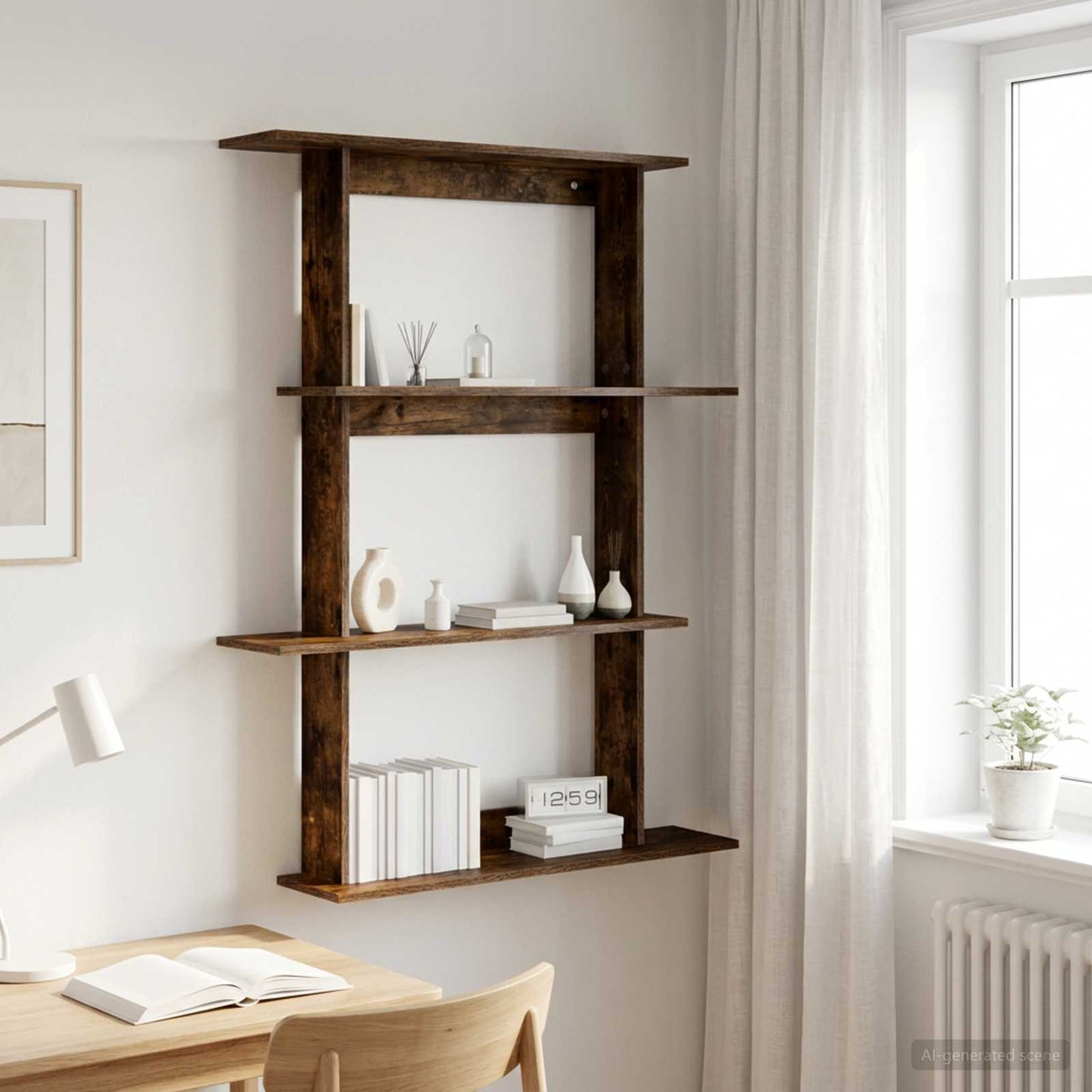 vidaXL Wall Shelf Smoked Oak 100 x 20 x 126 cm Engineered Wood