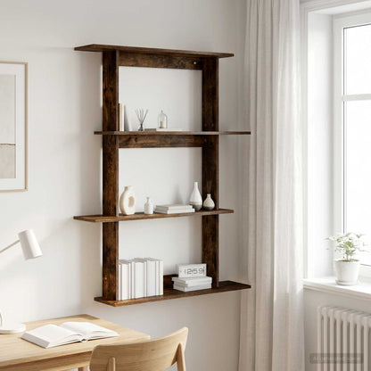 vidaXL Wall Shelf Smoked Oak 100 x 20 x 126 cm Engineered Wood