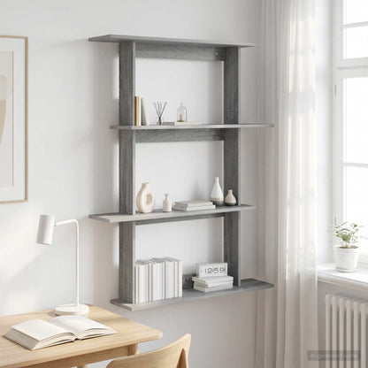 vidaXL Wall Shelf Grey Sonoma 100 x 20 x 126 cm Engineered Wood