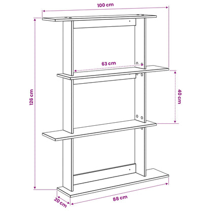 vidaXL Wall Shelving Unit Grey 100 x 20 x 126 cm Engineered Wood